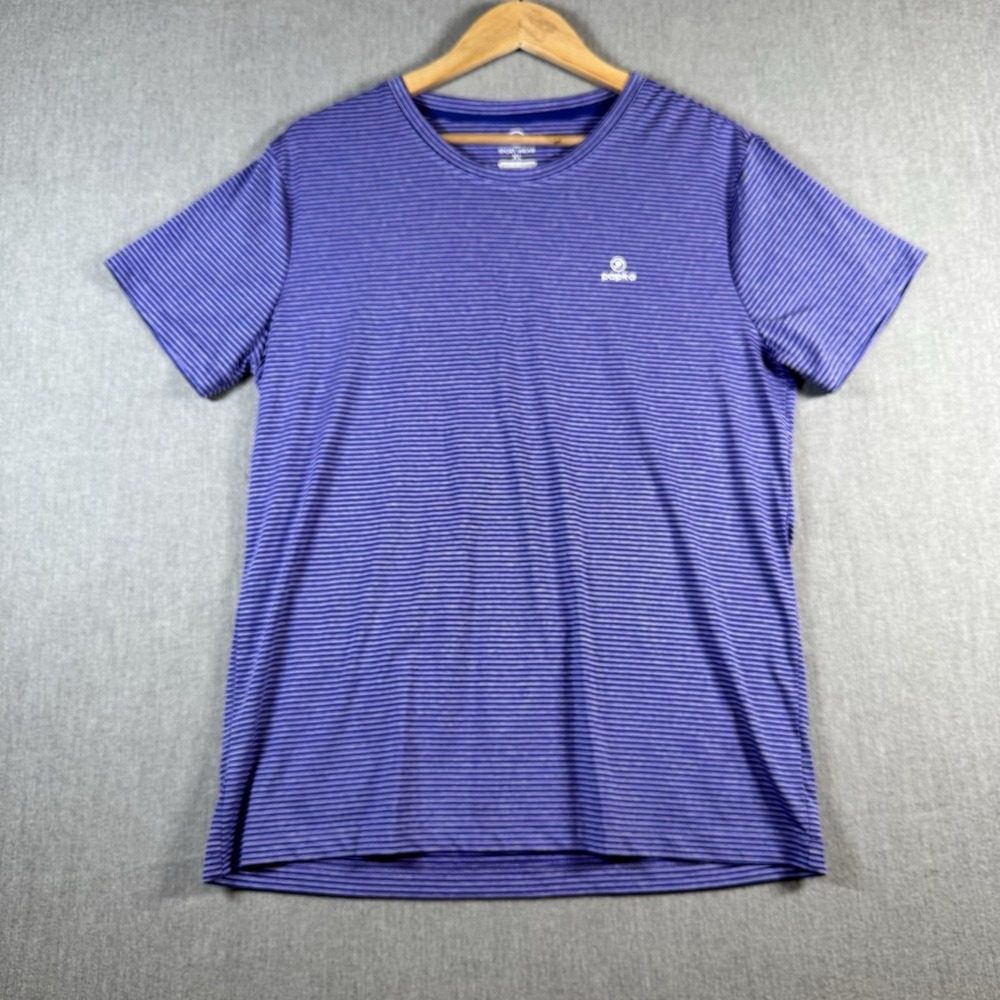 Papka Sport Wear Athletic Shirt Mens XL Blue Striped Performance Gym Tee